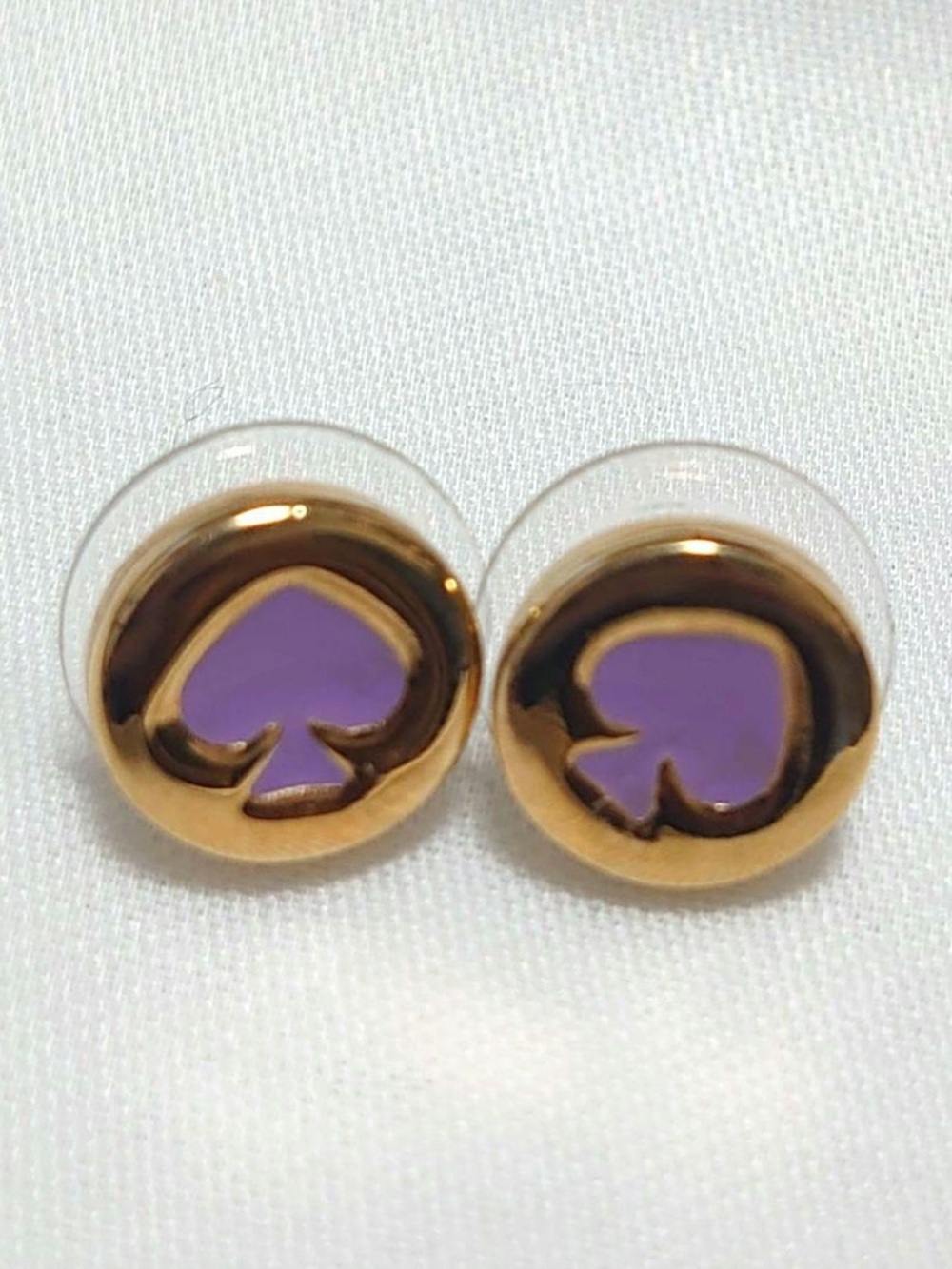 Kate Spade Purple Gold-Tone Spade Stud Earrings Amethyst Jewel-Tone Iconic Spade